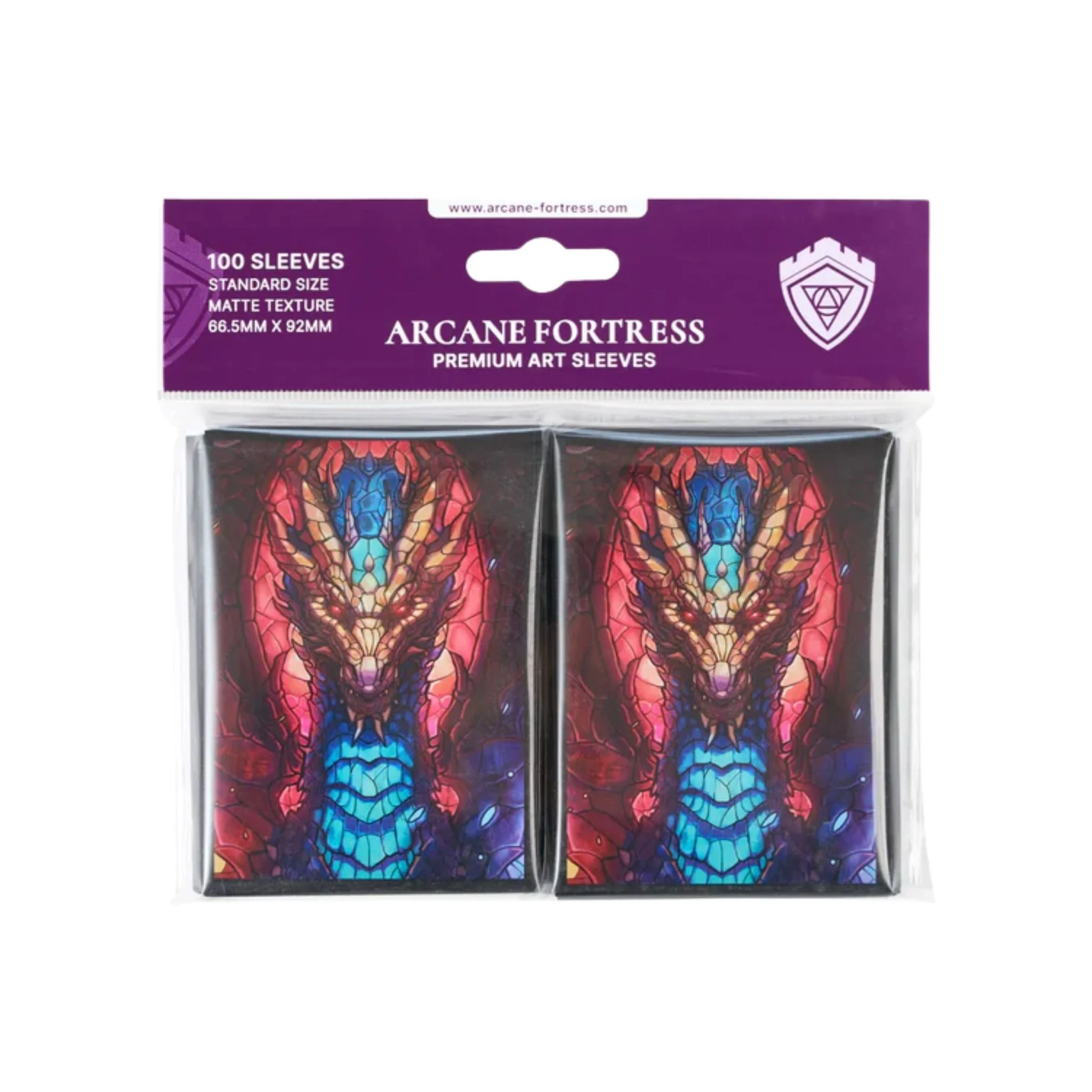 Arcane Fortress Standard Matte Stained Glass Fire & Ice Dragon Deck Protector Card Sleeves