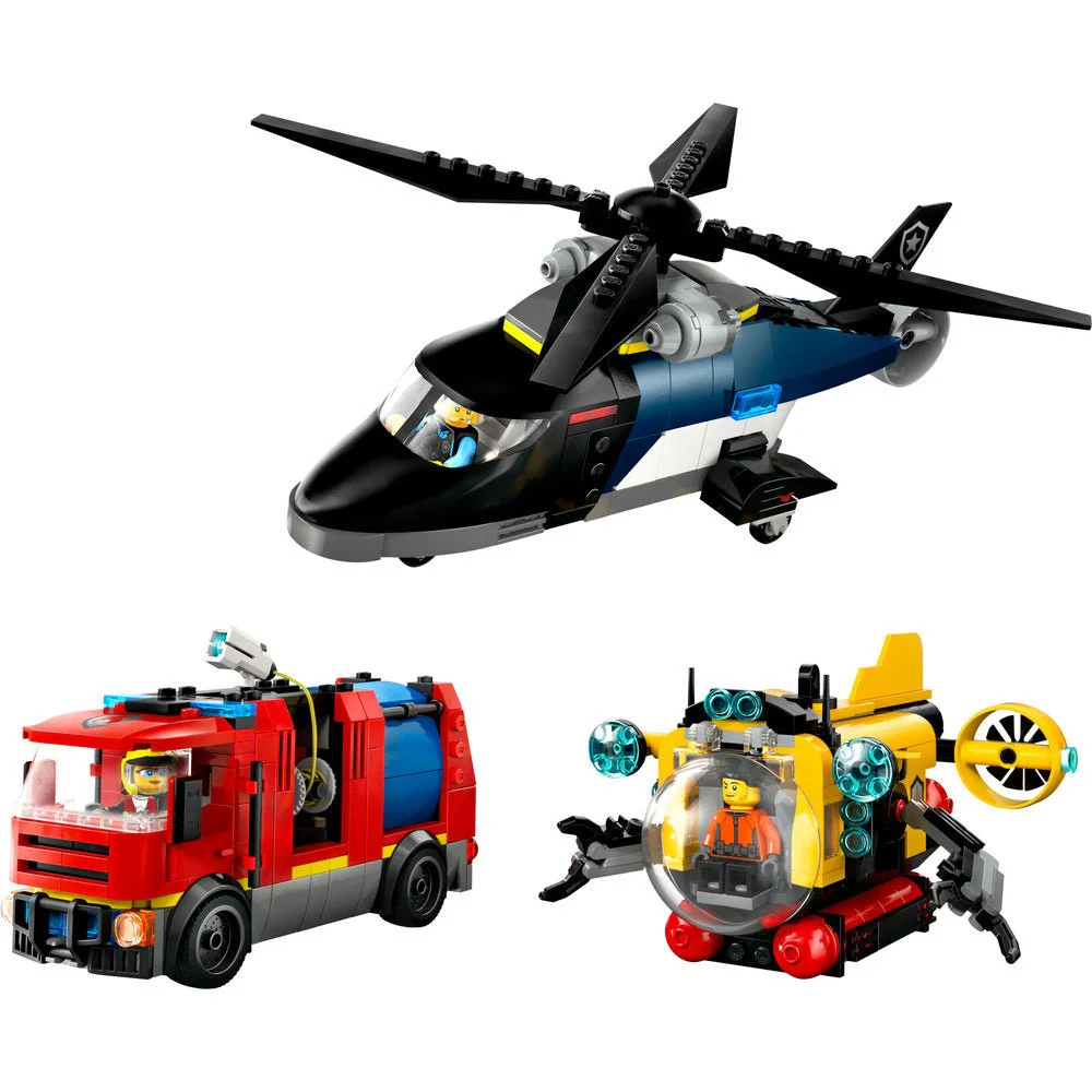 LEGO City Great Vehicles Helicopter, Fire Truck & Submarine Remix - Image 3